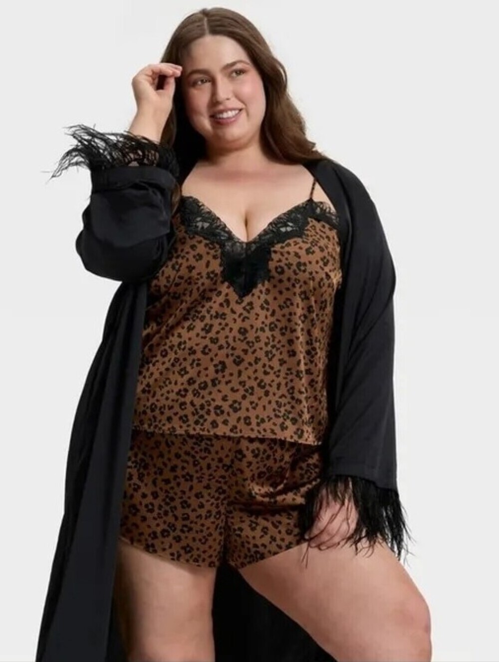 Auden Women's Lace Trim Satin Pajama Tank Top Leopard PrintSize XXL - Picture 3 of 6
